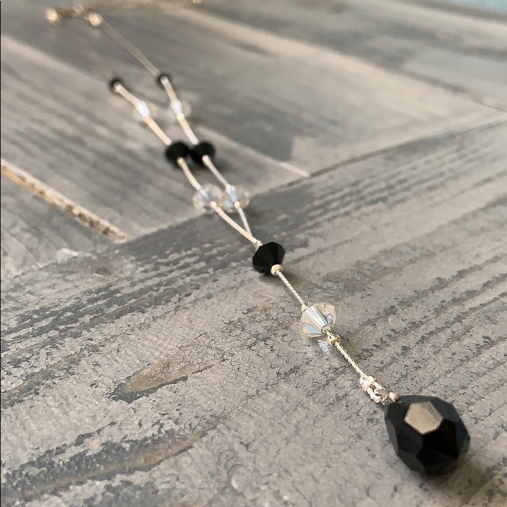 Black and clear bead necklace